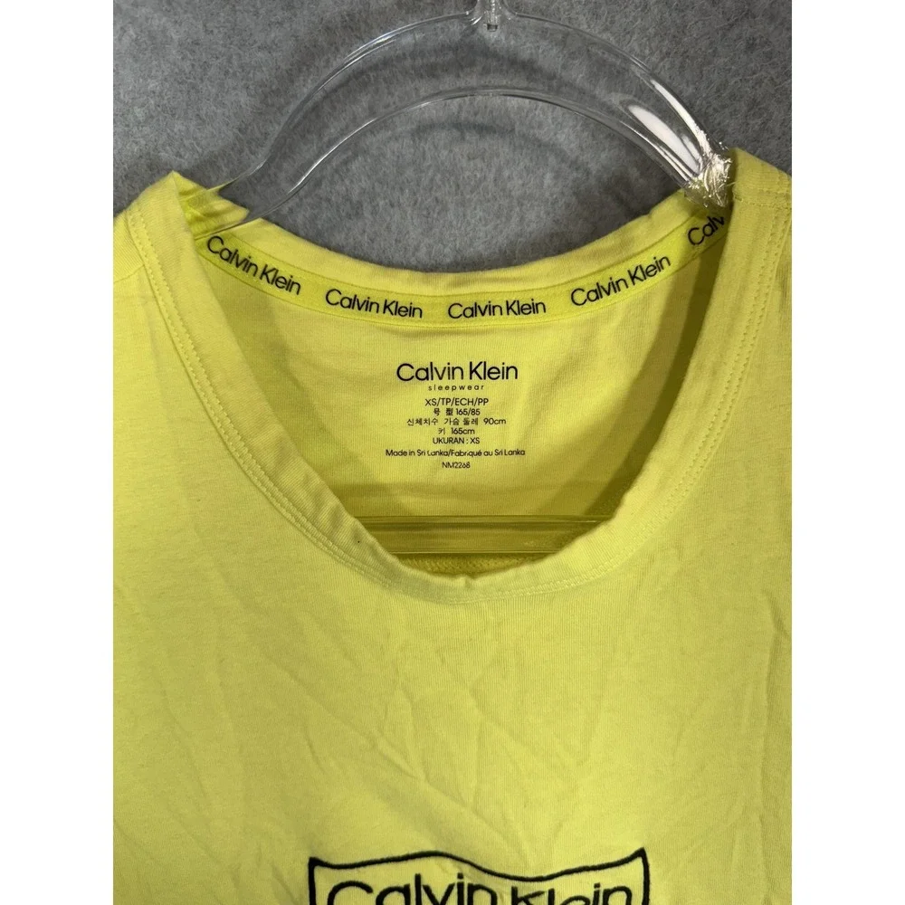 Calvin Klein Shirt Mens Extra Small Yellow Sleepwear Stretch Crewneck Tee Logo
